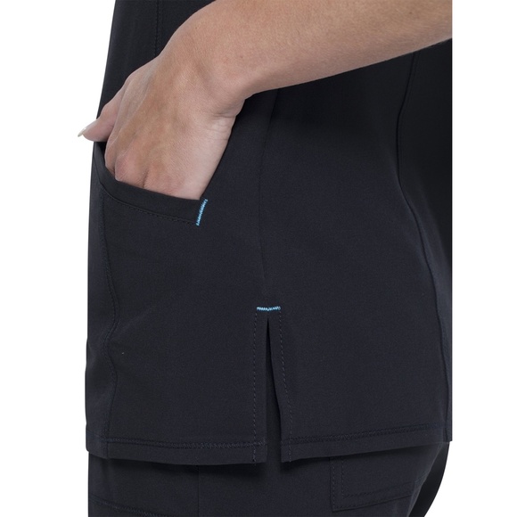 Scrubstar Women's Fashion Premium Performance Mock Wrap Black Scrub Top M - Picture 5 of 10